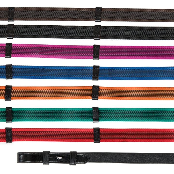 Shires Aviemore Continental Rubber Grip Reins Black/Pink
