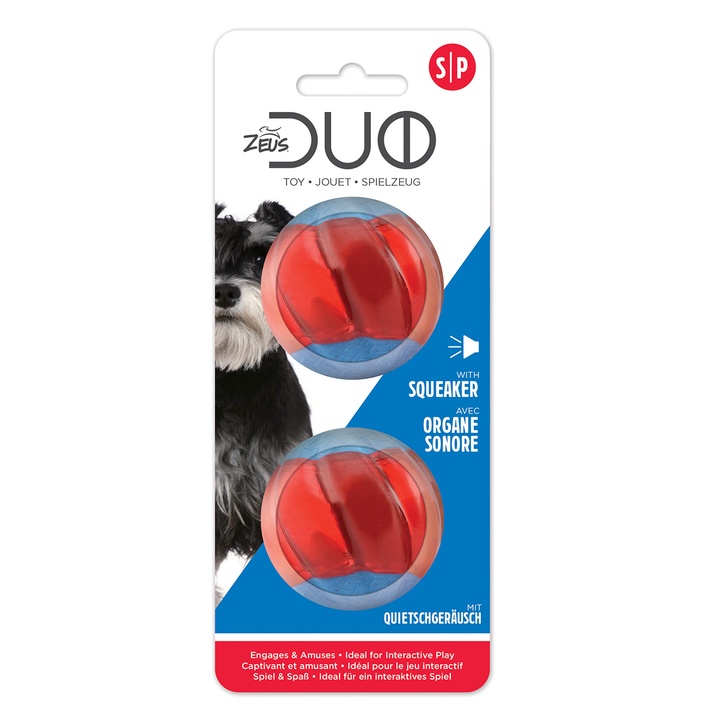 Zeus Duo Ball with Squeaker Dog Toy
