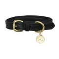 Benji & Flo Deluxe Black/Brass Padded Leather Dog Collar