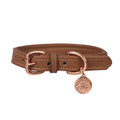 Benji & Flo Deluxe Tan/Rose Gold Padded Leather Dog Collar