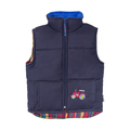 British Country Collection Three Tractors Gilet for Kids Navy