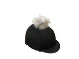 Capz Lycra Hat Cover Faux Fur Pom Pom Black & Grey