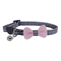 Designer Pink Bow Dogtooth Cat Collar