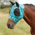 Hy Equestrian Lycra Boot & Bit Print Fly Mask Teal/Black for Horses