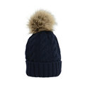 Hy Equestrian Melrose Cable Knit Bobble Hat Petrol Blue