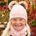 Hy Equestrian Morzine Children's Hat and Snood Set Pink