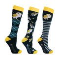 Hy Equestrian Night Owl Socks Navy/Yellow