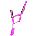 Hy Equestrian Sparkling Head Collar & Lead Rope Set Pink/Gold