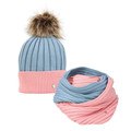 Hy Equestrian Synergy Ladies Luxury Bobble Hat and Snood Bundle Deal Aqua/Rose