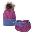 Hy Equestrian Synergy Ladies Luxury Bobble Hat and Snood Bundle Deal Grape/Riviera