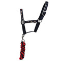 Hy Equestrian Thelwell Collection Practice Makes Perfect Head Collar & Lead Rope Navy/Red