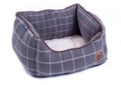 Petface Dog Grey Window Pane Check Square Bed
