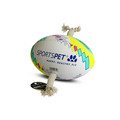 Sportspet Rugby Ball in White Yellow and Teal for Dogs
