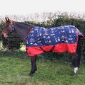 StormX Original 0 Turnout Rug Thelwell Collection Practice Makes Perfect Navy/Red