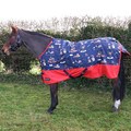 StormX Original 100 Turnout Rug Thelwell Collection Practice Makes Perfect Navy/Red