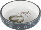 Trixie Paw Print Grey/White Ceramic Bowl for Cats