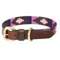 WeatherBeeta Polo Leather Dog Collar Cowdray Brown/Purple/Purple