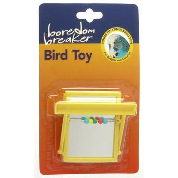 Boredom Breaker Perch Mirror With Beads Bird Toy