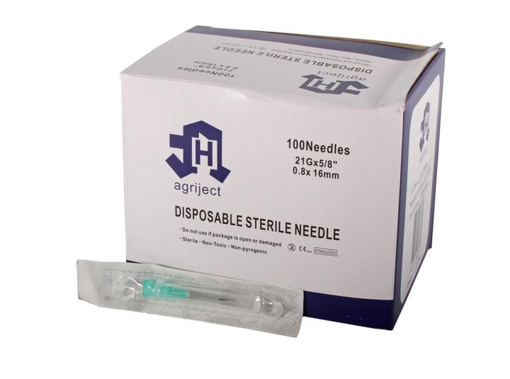 Agrihealth Needles Disposable Agriject Poly Hub 21g x 5/8"