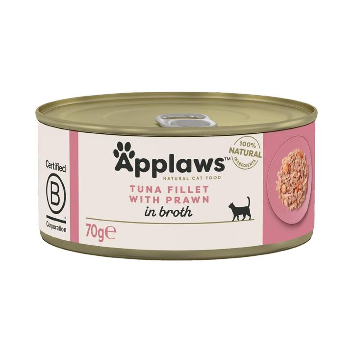Applaws Natural Tuna Fillet with Prawn in Broth Tins Cat Food