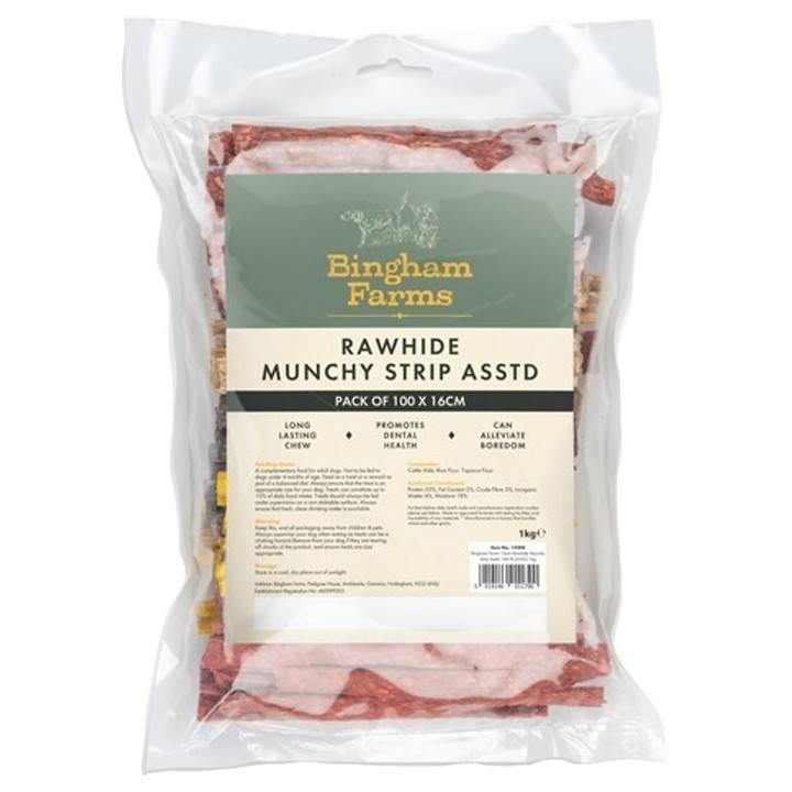 Bingham Farms Assorted Rawhide Munchy Strips for Dogs