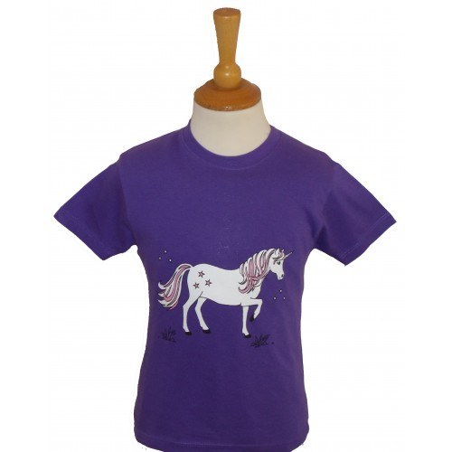 British Country Collection Dancing Unicorn Childs T-Shirt Purple