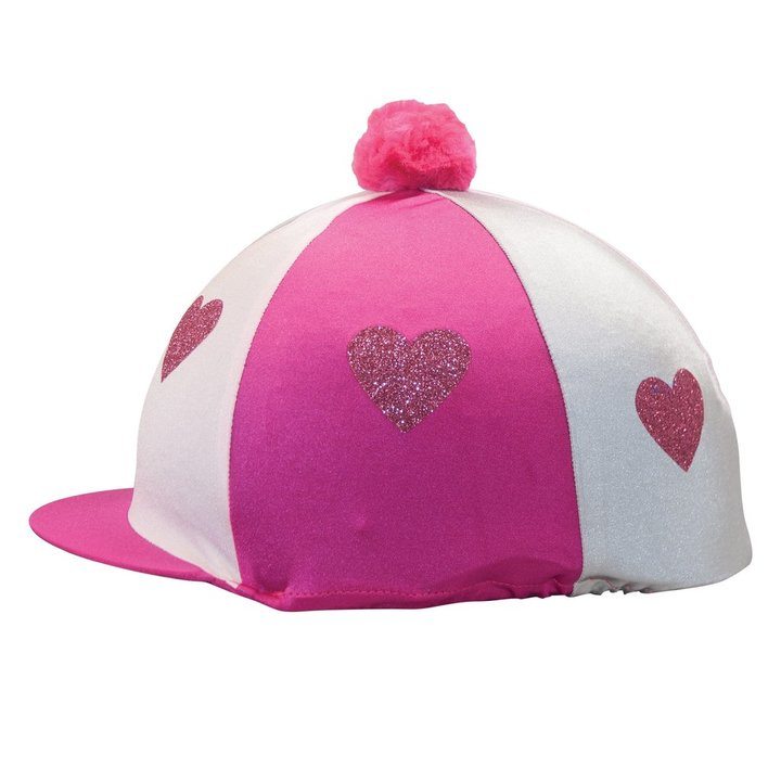 Capz Glitter Hearts Pom Pom Lycra Hat Cover
