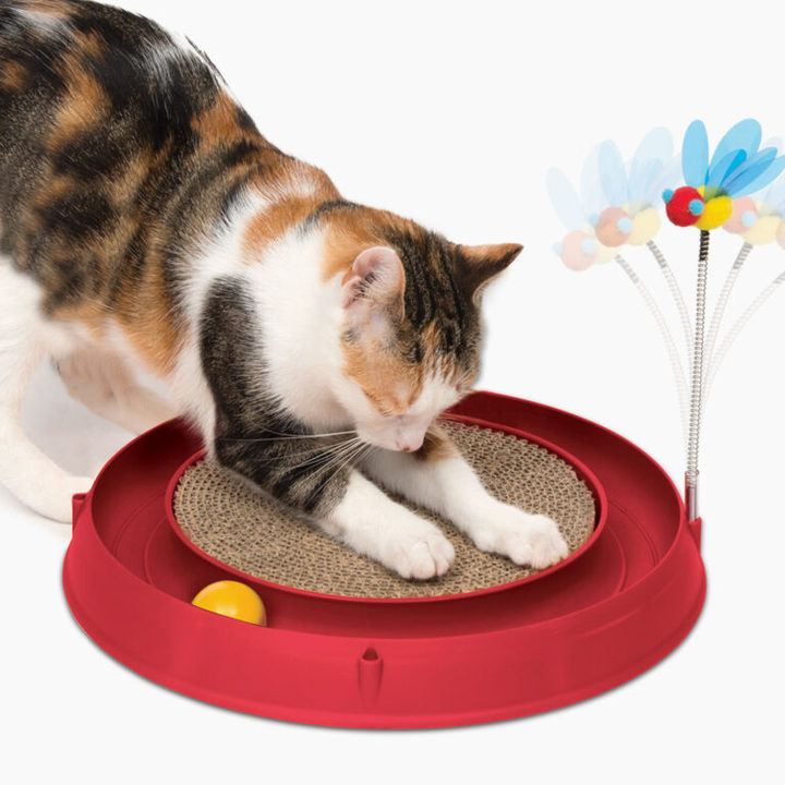 Catit Play Red Circuit Ball Toy With Scratcher