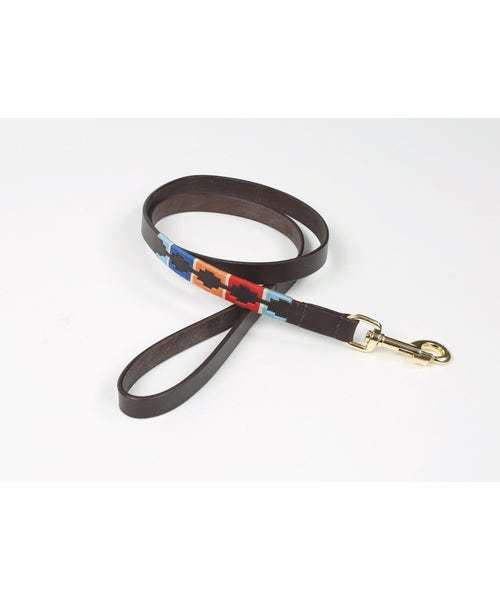 Digby & Fox Drover Polo Dog Lead Turquoise/Red/Orange/Blue