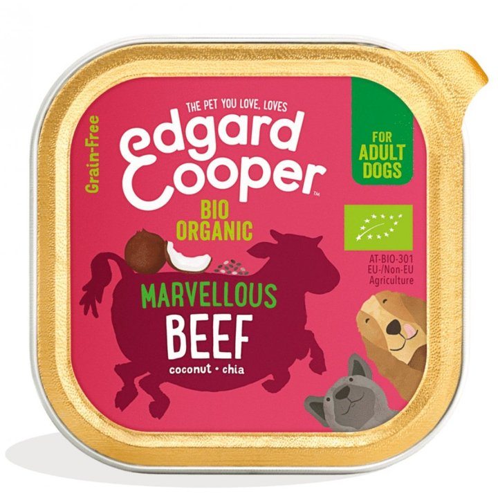 Edgard & Cooper Organic Marvellous Beef Adult Dog Wet Food Trays
