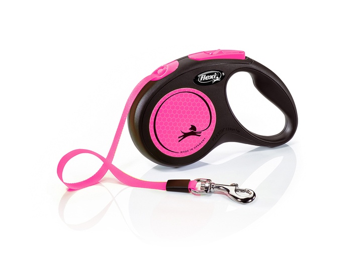 Flexi New Neon Tape Dog Lead 5m Pink