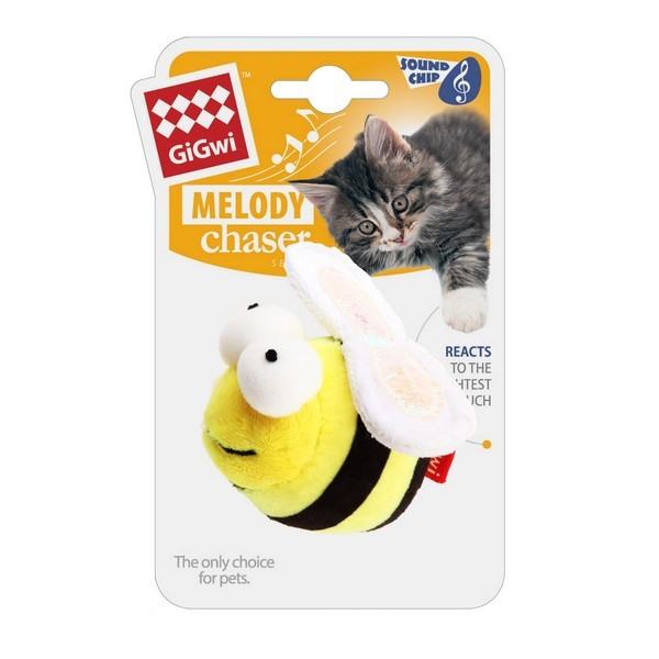 GiGwi Bee Motion Activated Bee Sound Toy Yellow for Cats