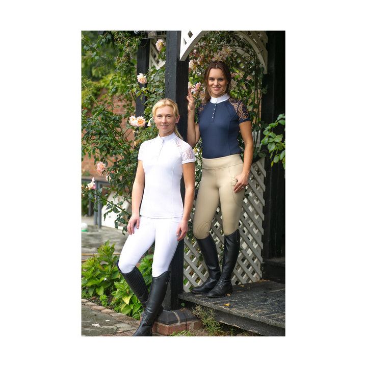 Hy Equestrian Lyvia Lace Show Shirt for Ladies Navy