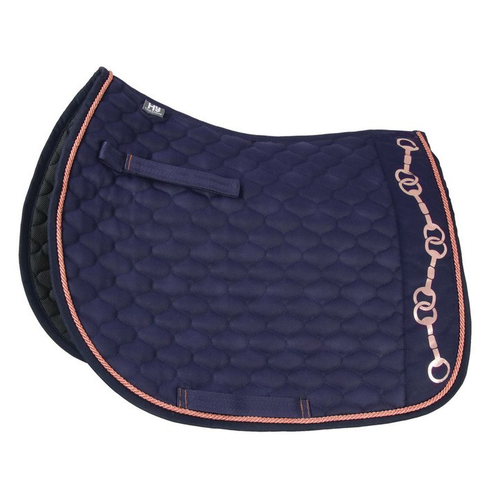 Hy Equestrian On The Bit Navy/Rose Gold Saddle Pad