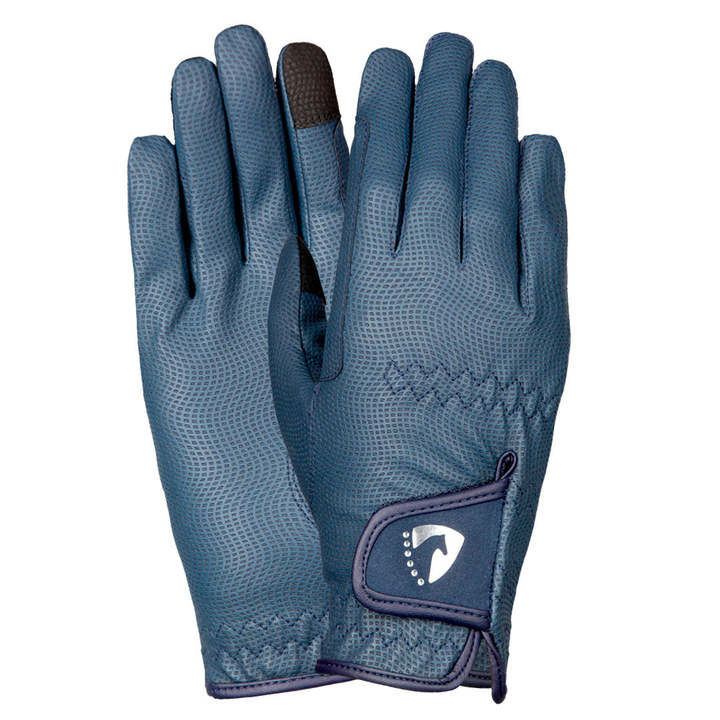 Hy Equestrian Sparkle Touch Navy Riding Gloves