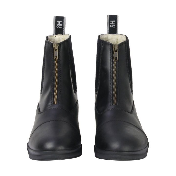 HyLAND Black Fleece Lined Wax Leather Zip Jodhpur Boot