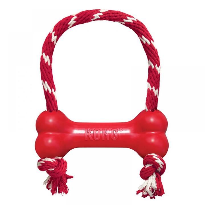 KONG Goodie Bone Red With Rope Dog Toy