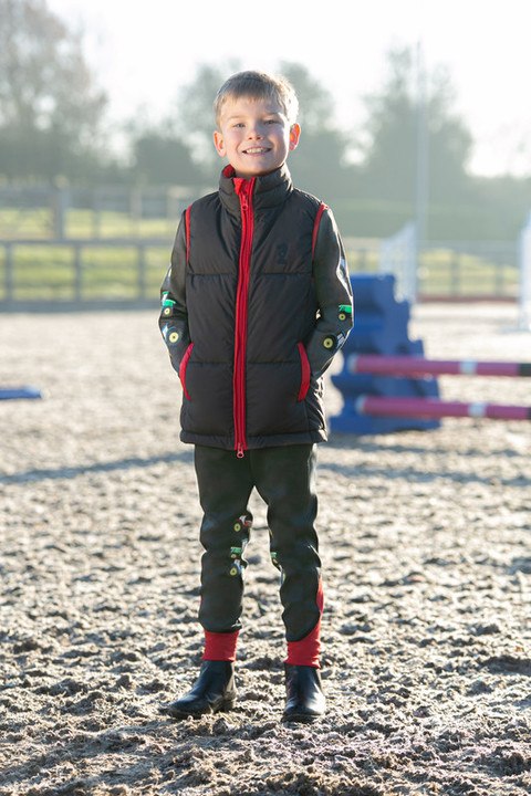 Little Knight Tractor Collection Riding Tights Charcoal Grey/Red