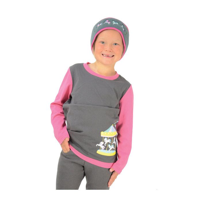 Little Rider Merry Go Round Grey & Pink Children's Long Sleeve T-Shirt