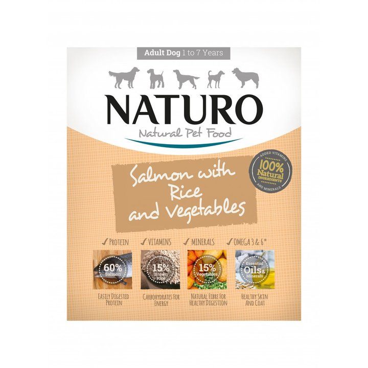 Naturo Salmon & Rice With Veg Tray Adult Dog Food