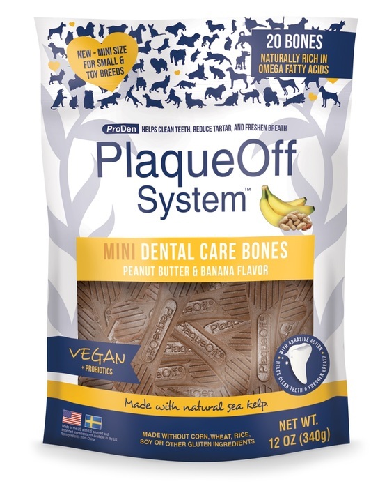Plaque Off Mini Peanut Butter & Banana Dental Bones for Dogs