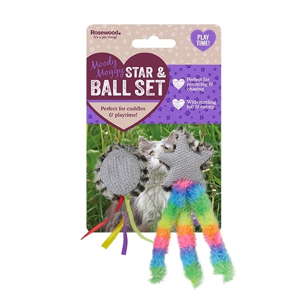 Rosewood Moody Moggy Star & Bell Set For Cats