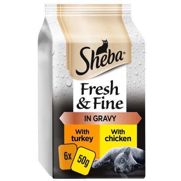 Sheba Fresh & Fine Cat Pouches with Chicken & Turkey in Gravy