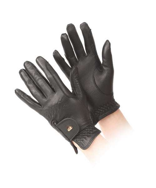 Shires Aubrion Childs Leather Riding Gloves Black