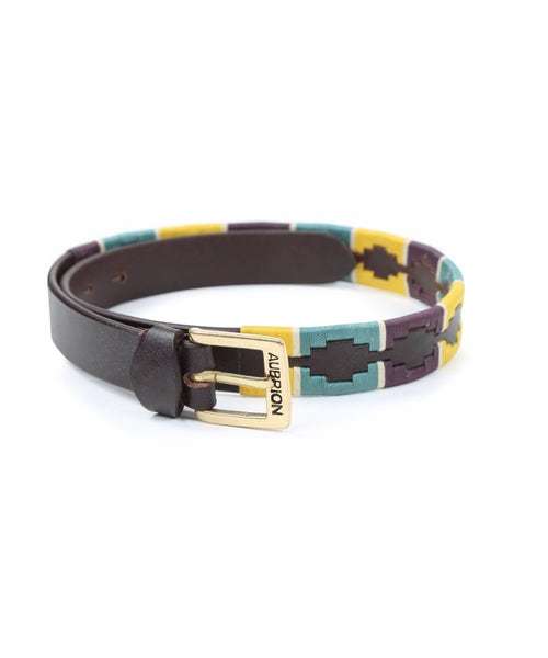Shires Aubrion Drover Polo Belt Yellow/Green/Purple