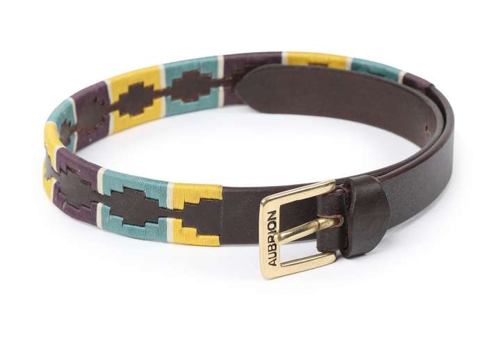 Shires Aubrion Drover Skinny Polo Belt Yellow/Green/Purple
