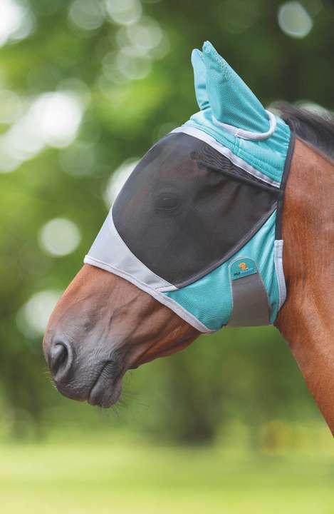 Shires FlyGuard Pro Deluxe Fly Mask With Ears Green