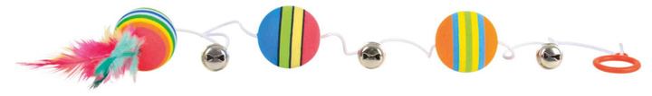Trixie Cat Toy Rainbow Balls On Elastic Band