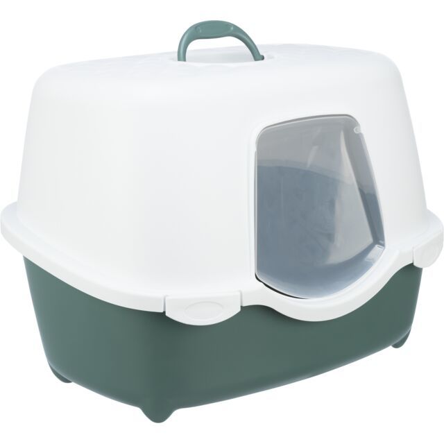 TRixie Davio Top Cat Litter Tray With Hood Green/White