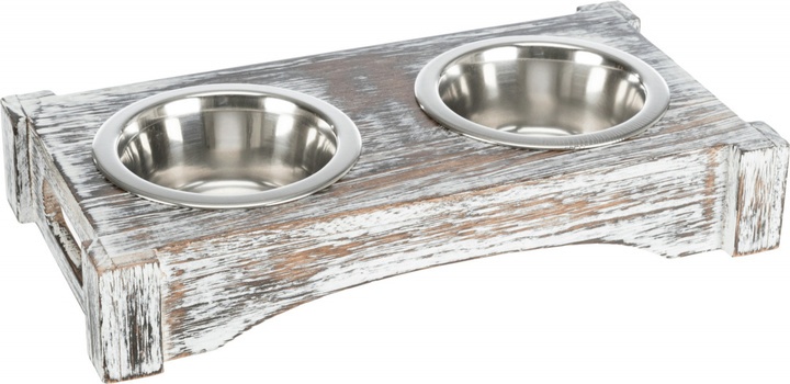 Trixie Dog Wood/Stainless Steel Bowl Set